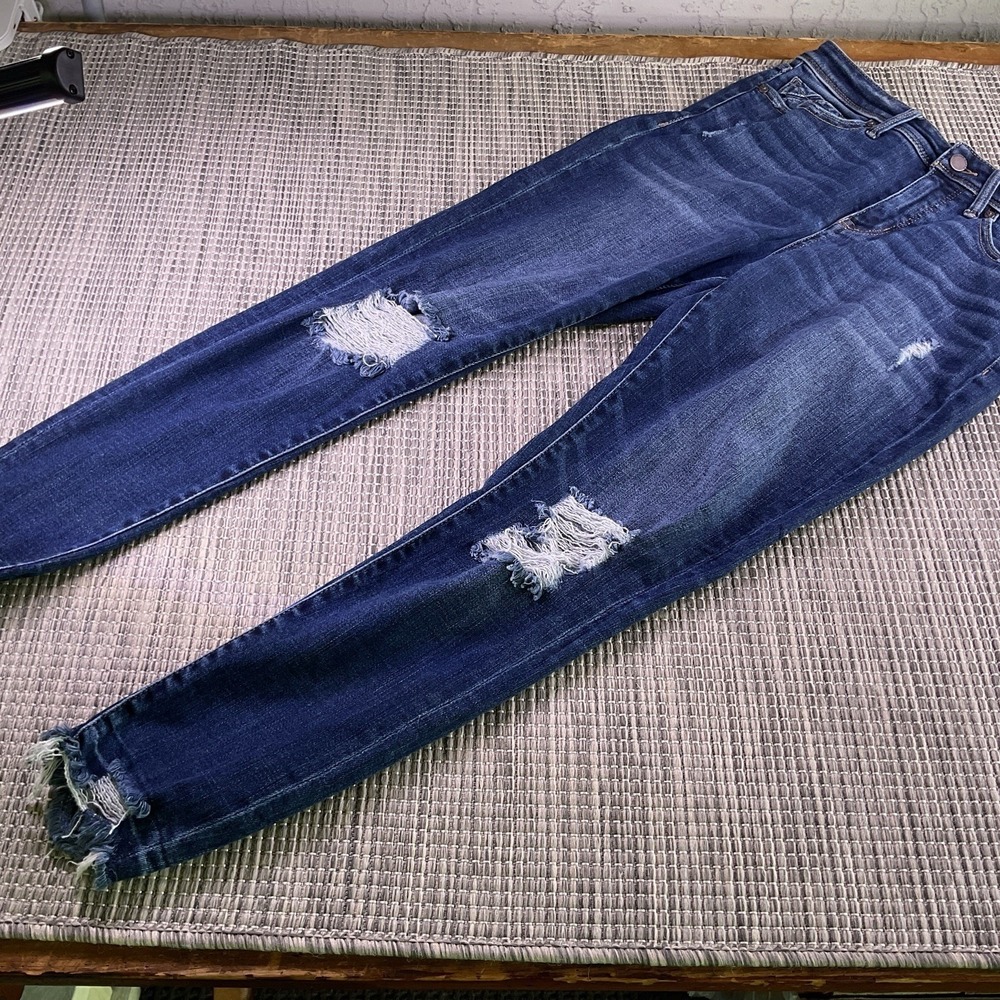Buckle Black Curvy Ankle Skinny Jeans Medium Wash Distressed Raw Hem BBW1336A 29